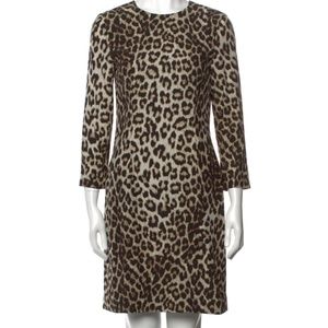 Rag & Bone Silk Shift Dress Animal Print Three-Quarter Sleeve Crew Neck 10